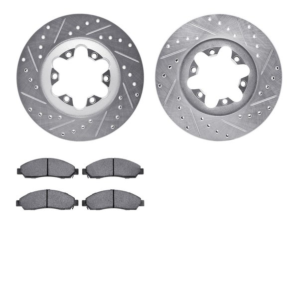 Dynamic Friction Co 7302-48056, Rotors-Drilled and Slotted-Silver with 3000 Series Ceramic Brake Pads, Zinc Coated 7302-48056